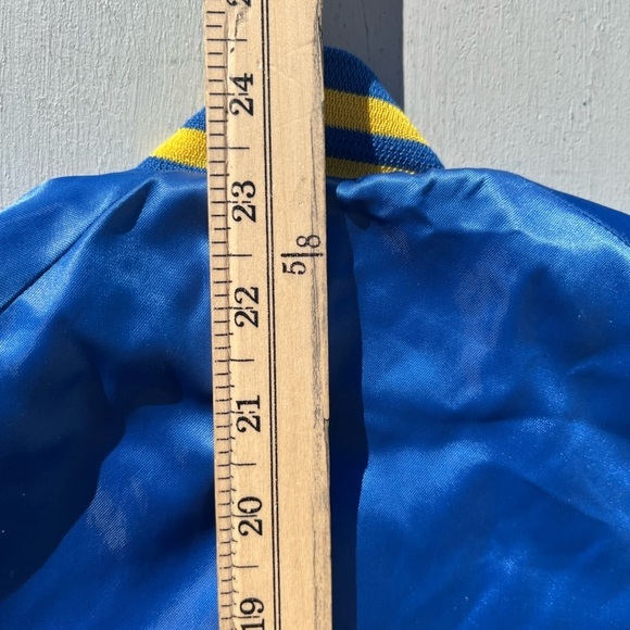 Men's Vintage NASCO Jacket Blue Christian Academy L Lined 80s Snap Bomber Vinyl - Picture 12 of 12